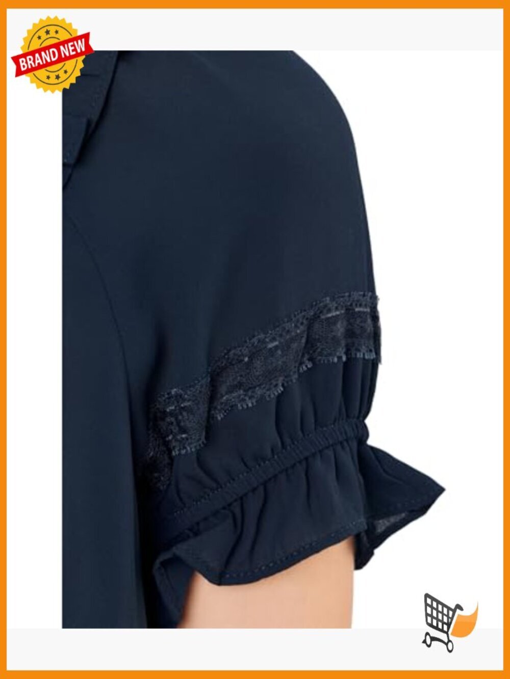 Wide Ruffle Neck Button Front Blouse - Classic Fit - Picture 5 of 5